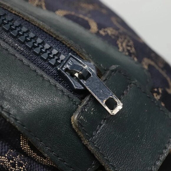 CELINE C Sulky Hand Bag Canvas Navy Gold Auth - Picture 9 of 14